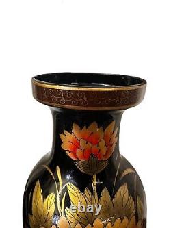 Antique Large Handpainted Gorgeous Oriental Vase Stamped To Base