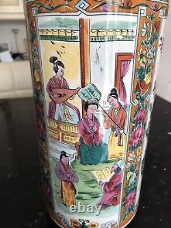 Antique Large Japanese Hand Painted Vase Jar Pot Porcelain Stamp 18.5 Tall VGC