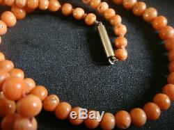 Antique Large Not Dyed Salmon Coral Beads 36 Ins 46 Grams Chinese Interest