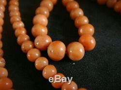 Antique Large Not Dyed Salmon Coral Beads 36 Ins 46 Grams Chinese Interest