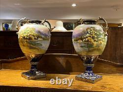 Antique Noritake Highly Decorated Vases. Large & Impressive