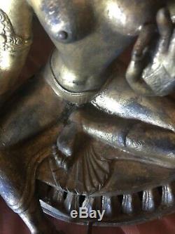 Antique Old Large Gold Maybe Brass Buddha Gorgeous Goddess Asian China Scepter