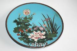 Antique Oriental Chinese Bronze Cloisonne Carved Painted Large Plate