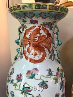 Antique Pair of Large Chinese Porcelain Vases Dragons Asian Art Late 19th C