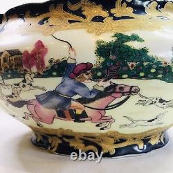 Antique Qing Dynasty 19th Century Large Chinese Export Hunting Tureen & Ladle