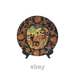 Antique The Great Wall Satsuma Oriental Chinese Large Plate Moriage Black Gold