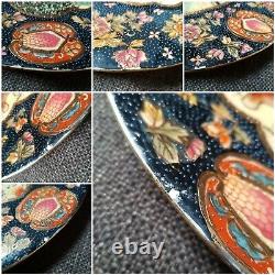 Antique The Great Wall Satsuma Oriental Chinese Large Plate Moriage Black Gold