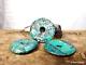 Antique Turquoise Discs Chinese Large Collection Of 3 #