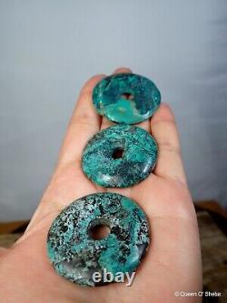 Antique Turquoise Discs Chinese Large Collection of 3 #