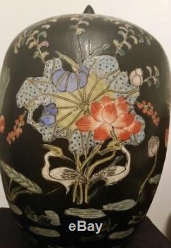 Antique/Vintage 19C Chinese Large Hand Painted Tongzhi Mark Ginger Jar Tea Urn