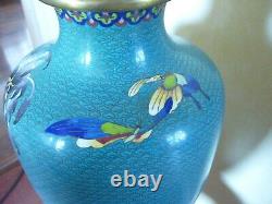 Antique/Vintage Chinese Cloisonne Vase Large 15 19/20th Century flowers decor