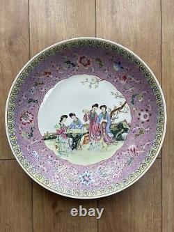Antique Vintage Chinese Famille Rose Charger Plate 16/40cm Large Handpainted