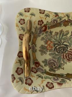 Antique Vintage Chinese Floral Gilt Decorative Large Bowl Centrepiece RARE