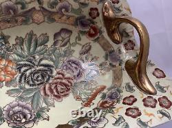 Antique Vintage Chinese Floral Gilt Decorative Large Bowl Centrepiece RARE