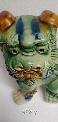 Antique/Vintage Chinese Large Glazed Ceramic Foo Dog Fu 12 inches