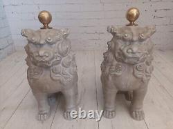 Antique Vintage LARGE Pair Chinese Foo Dogs Statue Lions Garden Ornaments