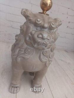 Antique Vintage LARGE Pair Chinese Foo Dogs Statue Lions Garden Ornaments