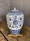 Antique Vintage Style Blue White Ginger Jar Floral Country House Large