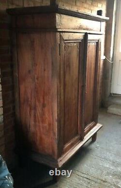 Antique asian cupboard cabinet, large wooden cupboard, rustic wooden wardrobe
