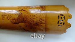 Antique c1900 Chinese Large Bamboo Wall Plaque Wrist Rest Poem Caligraphy Signed