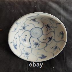 Antique chinese large bowl Tek Sing Junk 1822 RARE! Blue white porcelaine