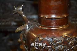 Antique large 19th century Chinese bronze incense burner, highly decorated c1890