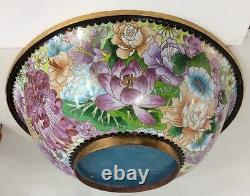 Antique large cloisonne bowl 15x4.5 floral blossom