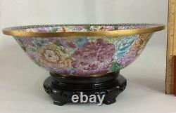 Antique large cloisonne bowl 15x4.5 floral blossom