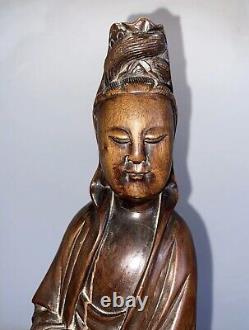 Authentic Antique Large Chinese Qing BODHISATTVA GUANYIN KWAYIN 32cm Tall