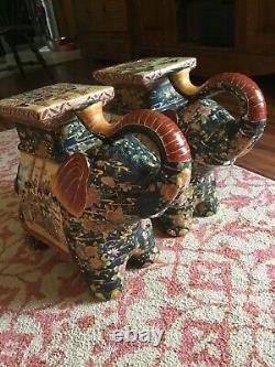 BEAUTIFUL LARGE VINTAGE PAIR CHINESE ELEPHANT STANDS Must Se