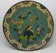 Beautiful Antique Chinese Cloisonne Large Plate With Bird & Lotus Qin Dyna/g0021