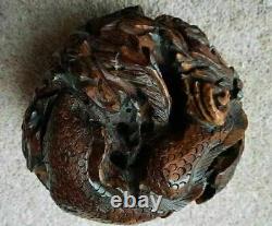 Beautiful Antique Large Heavy Chinese Root Carving Dragon Phoenix