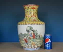 Beautiful Large Antique Chinese Famille Rose Porcelain Vase Marked Qianlong B802