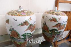 Beautiful Pair of Large Antique Chinese hand painted Famille Rose Vase