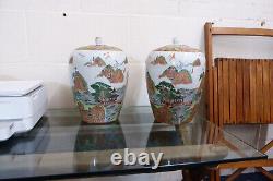 Beautiful Pair of Large Antique Chinese hand painted Famille Rose Vase