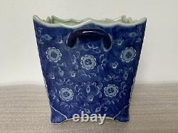 Bonsai Pot Large Pot, Oriental Blue and White Willow Pattern Ceramic