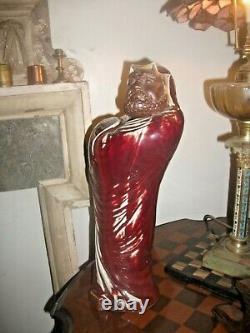 CHINESE SANG DE BOEUF FLAMBE / Pomegranite glaze antique figure Large 14 35 cm