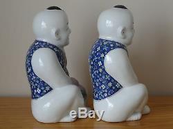 C. 20th Antique Vintage large Chinese Famille Rose Porcelain Boys Figure Pair