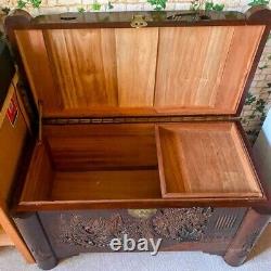 Camphor wood Chinese carved large chest.in nice condition