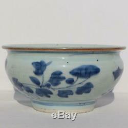 China Ming Dynasty Chinese Blue & White Floral Lotus Flower Large Porcelain Bowl