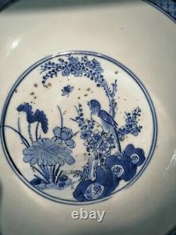 Chinese Antique Blue And White Large Bowl Bleu Et Blanc Grand Bol Qianlong Mark