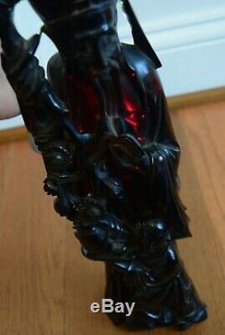 Chinese Antique Cherry Amber Bakelite Immortal God Figurine Statue Large 14in