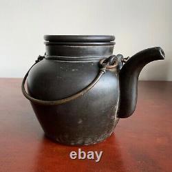 Chinese Antique Large Black Yixing Teapot, Yufeng Workshop Qing