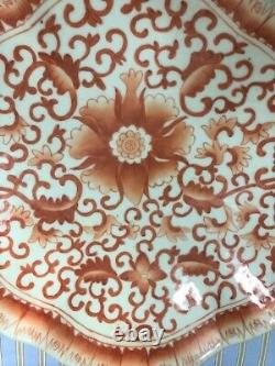 Chinese Antique Red Glaze Floral Shape Large Plage Tongzhi Mark Fanhong Red