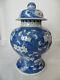 Chinese Antique Vase Large Blue Porcelain Prunus Jar And Cover Kangxi Style