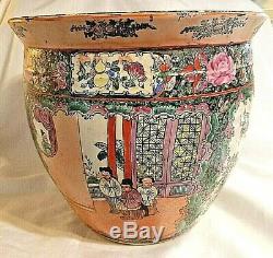 Chinese Asian Fish Bowl Garden Planter JARDINIERE Large Signed