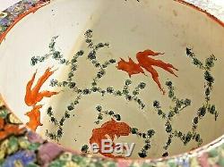 Chinese Asian Fish Bowl Garden Planter JARDINIERE Large Signed