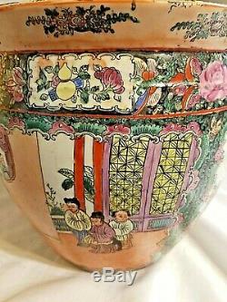 Chinese Asian Fish Bowl Garden Planter JARDINIERE Large Signed