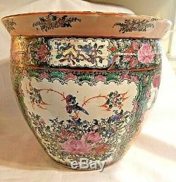 Chinese Asian Fish Bowl Garden Planter JARDINIERE Large Signed