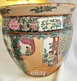 Chinese Asian Fish Bowl Garden Planter JARDINIERE Large Signed